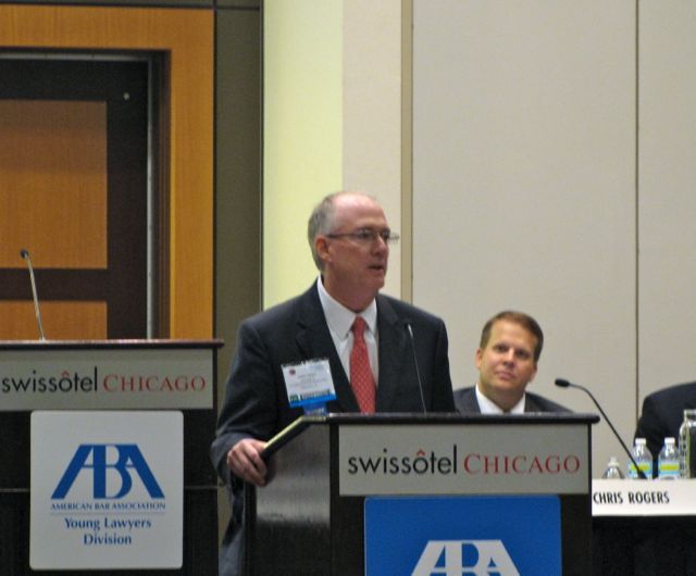 ISBA President John E. Thies debates before the ABA's YLD Assembly.