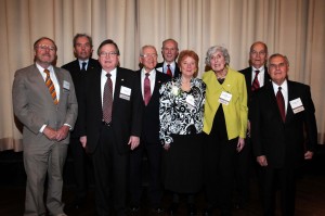The 2009 class of Laureates includes (from left): Thomas F. Londrigan of Springfield; Russell K. Scott of Belleville; John W. Damisch of Northfield; Joseph L. Stone of Chicago; Sheila M. Murphy of Chicago; Mary Ann G. McMorrow of Chicago; F. Lance Callis of Granite City; and Joseph M. Laraia of Wheaton.